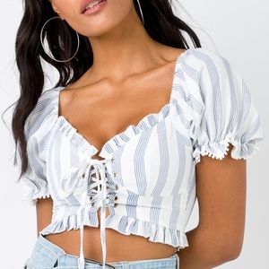 Princess Polly POWTER STRIPE CROP TOP US4